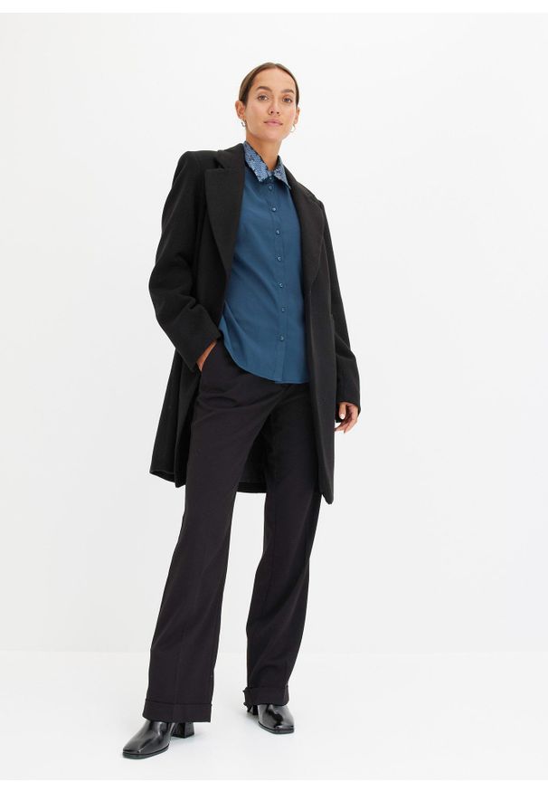 bonprix - Spodnie Marlena. Kolor: czarny. Materiał: materiał. Styl: klasyczny