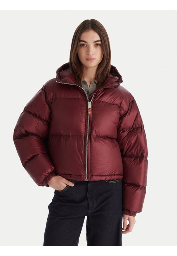 TOMMY HILFIGER - Tommy Hilfiger Kurtka puchowa WW0WW46541 Bordowy Regular Fit. Kolor: czerwony. Materiał: syntetyk