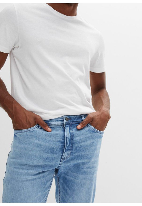 bonprix - Dżinsy regular fit, straight. Kolor: niebieski. Styl: vintage