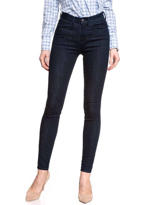Wrangler - WRANGLER HIGH SKINNY BRUISED BLUE W27HHV32M 112128085. Okazja: na uczelnię, do pracy, na co dzień, na imprezę. Stan: podwyższony. Długość: długie. Wzór: kratka, aplikacja. Sezon: lato. Styl: klasyczny, casual, wizytowy