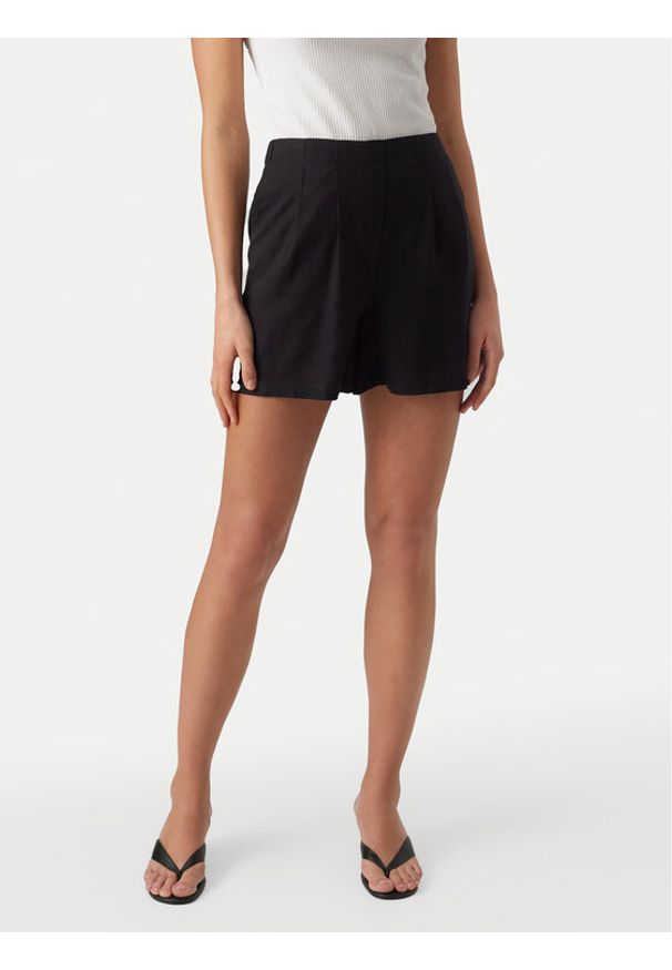 Vero Moda Szorty materiałowe Jesmilo 10279694 Czarny Regular Fit. Kolor: czarny. Materiał: len, wiskoza
