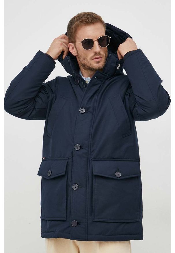 TOMMY HILFIGER - Tommy Hilfiger kurtka puchowa męska kolor granatowy zimowa. Kolor: niebieski. Materiał: puch. Sezon: zima