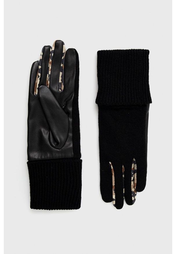 Desigual Rękawiczki z domieszką wełny damskie kolor czarny. Kolor: czarny. Materiał: wełna