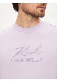 Karl Lagerfeld - KARL LAGERFELD T-Shirt 755030 542225 Fioletowy Regular Fit. Typ kołnierza: dekolt w karo. Kolor: fioletowy. Materiał: bawełna