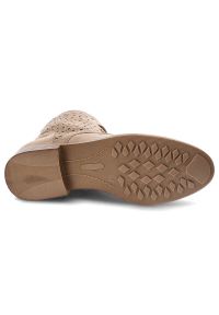 Beżowe Botki S.Barski Stylowe Obuwie Damskie. Kolor: beżowy. Materiał: materiał. Styl: elegancki #5