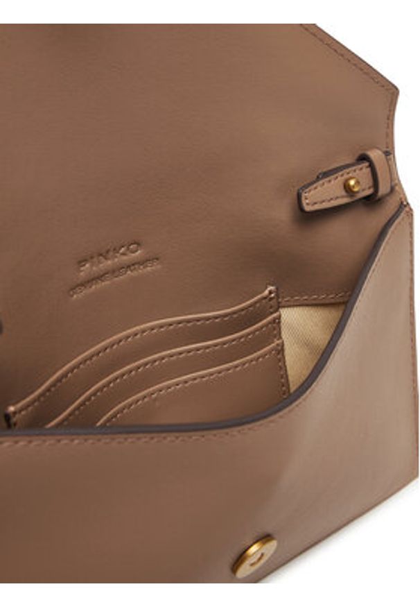 Pinko - PINKO Torebka Flat Purse Mini AI 25-26 PCPL 105347 A0F1 Brązowy. Kolor: brązowy. Materiał: skórzane