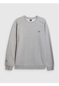 4f - 4F Bluza dresowa nierozpinana bez kaptura męska - szara L. Okazja: na co dzień. Typ kołnierza: bez kaptura. Kolor: szary. Materiał: dresówka. Wzór: nadruk. Styl: casual