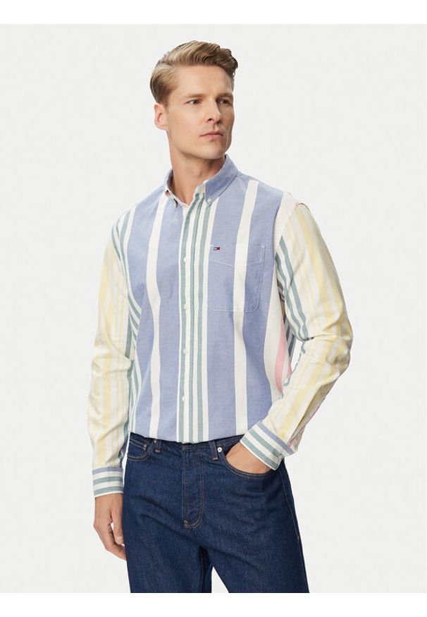 Tommy Jeans Koszula Oxford DM0DM23246 Kolorowy Relaxed Fit. Materiał: bawełna. Wzór: kolorowy