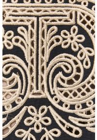 TwinSet - Twinset koszula bawełniana damska kolor czarny relaxed. Kolor: czarny. Materiał: bawełna. Długość rękawa: krótki rękaw. Długość: krótkie. Wzór: haft #5