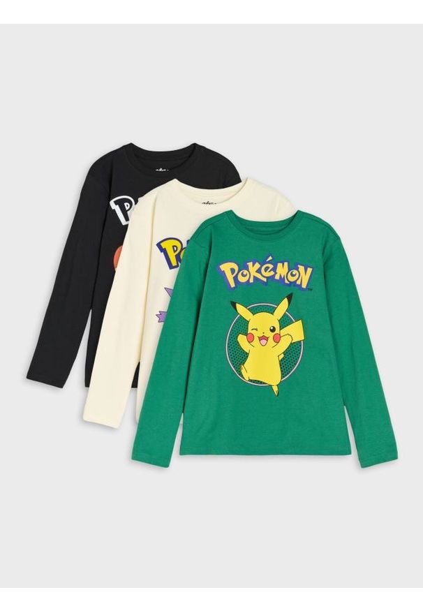 Sinsay - Koszulki z długimi rękawami 3 pack Pokémon - wielobarwny. Długość rękawa: długi rękaw. Długość: długie