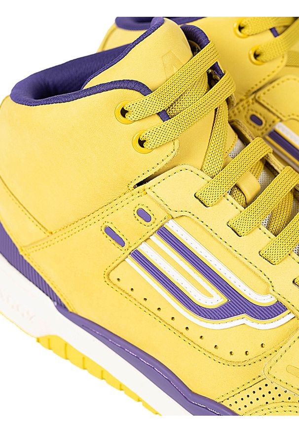 Bally Sneakersy "Kuper-T" | 6230965 | Kuper-T | Mężczyzna | Żółty, Fioletowy. Wysokość cholewki: za kostkę. Zapięcie: rzepy. Kolor: fioletowy, żółty, wielokolorowy. Materiał: skóra, tkanina