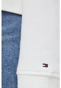 TOMMY HILFIGER - Tommy Hilfiger bluza damska kolor beżowy z kapturem gładka. Typ kołnierza: kaptur. Kolor: beżowy. Materiał: bawełna. Długość rękawa: długi rękaw. Długość: długie. Wzór: gładki #3
