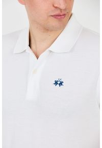 La Martina - LA MARTINA Białe męskie polo z małym logo, Rozmiar M. Typ kołnierza: polo. Kolor: biały #5