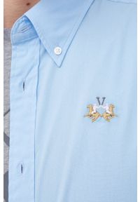 La Martina koszula męska slim z kołnierzykiem button-down. Typ kołnierza: button down. Kolor: niebieski