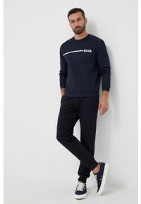 BOSS bluza lounge kolor granatowy z nadrukiem. Kolor: niebieski. Wzór: nadruk #2