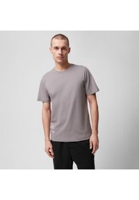 outhorn - T-shirt z nadrukiem męski - szary. Kolor: szary. Materiał: materiał, bawełna, dzianina. Wzór: nadruk