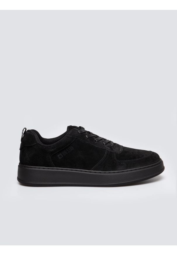 Big-Star - Sneakersy męskie ze skóry naturalnej zamszowej czarne OO174012 906. Okazja: na co dzień. Nosek buta: okrągły. Kolor: czarny. Materiał: zamsz, skóra