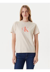Calvin Klein Jeans T-Shirt Hero Classic LV047B865G Beżowy Regular Fit. Kolor: beżowy. Materiał: bawełna