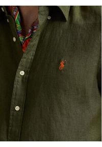 Polo Ralph Lauren Koszula 710968912002 Khaki Custom Fit. Typ kołnierza: polo. Kolor: brązowy. Materiał: len #5