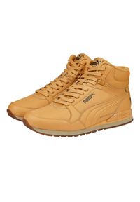 Puma - Męskie Buty Treningowe St Runner V3 Leather Mid Cut. Kolor: brązowy. Sport: turystyka piesza