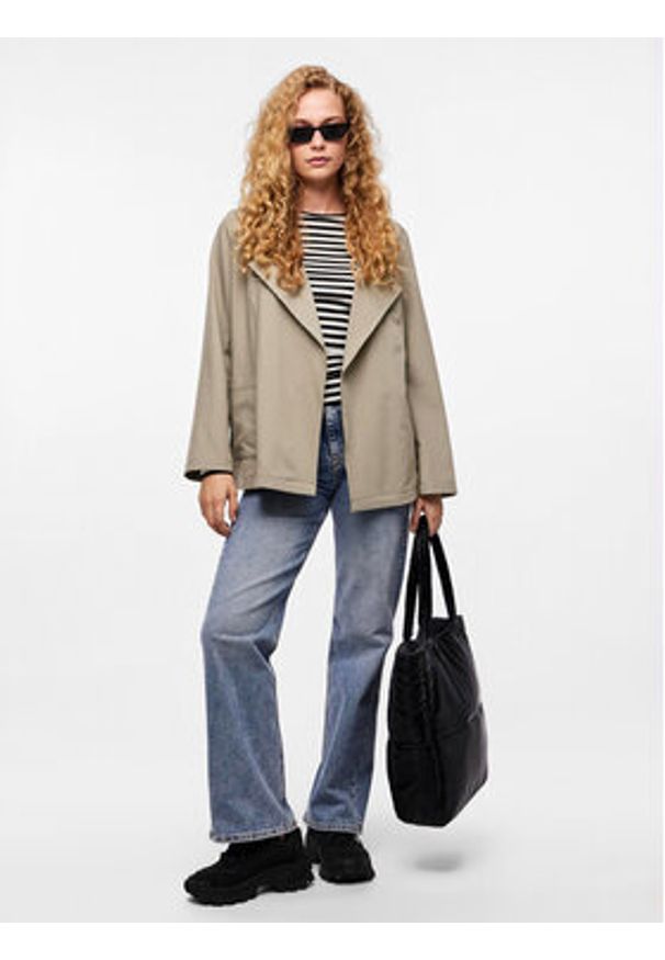 Pieces Marynarka Bosella 17146550 Beżowy Regular Fit. Kolor: beżowy. Materiał: syntetyk