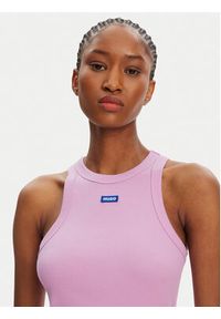Hugo - HUGO Top 50508857 Różowy Slim Fit. Kolor: różowy. Materiał: bawełna