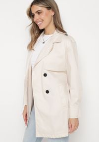 Born2be - Beżowy Płaszcz Trencz z Wiązanym Paskiem Zelamoon. Okazja: na co dzień. Kolor: beżowy. Styl: casual, klasyczny #1