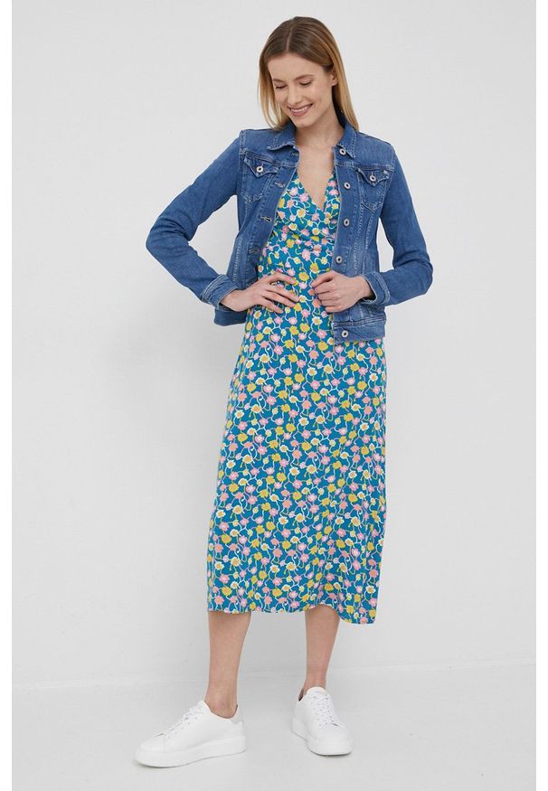 Pepe Jeans kurtka jeansowa THRIFT damska kolor granatowy przejściowa. Okazja: na co dzień. Kolor: niebieski. Styl: casual
