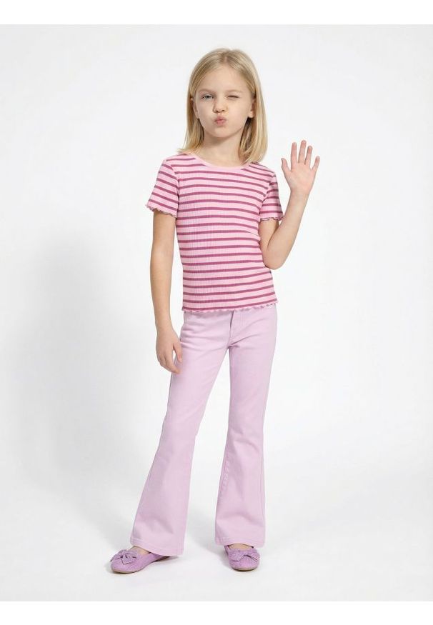 Sinsay - Bawełniane jeansy flare - fioletowy. Kolor: fioletowy