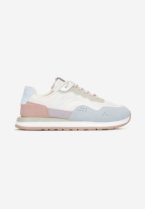 Born2be - Biało-Niebieskie Sneakersy na Piankowej Podeszwie Dejana. Kolor: biały