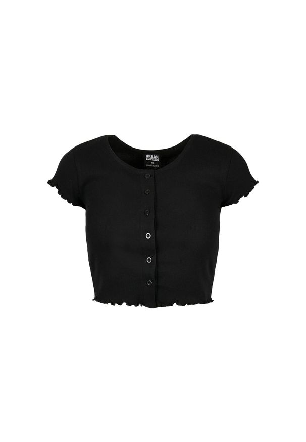 Urban Classics - Top Damski / Damski Z Prążkowanymi Guzikami. Kolor: czarny. Materiał: prążkowany. Sport: turystyka piesza