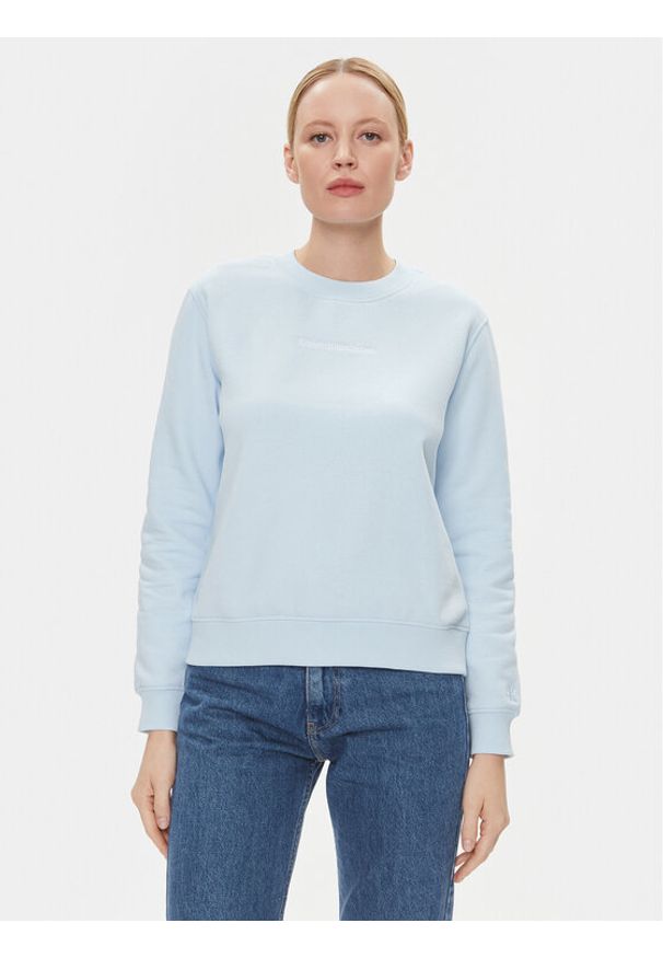 Calvin Klein Jeans Bluza Institutional J20J222548 Błękitny Regular Fit. Kolor: niebieski. Materiał: bawełna