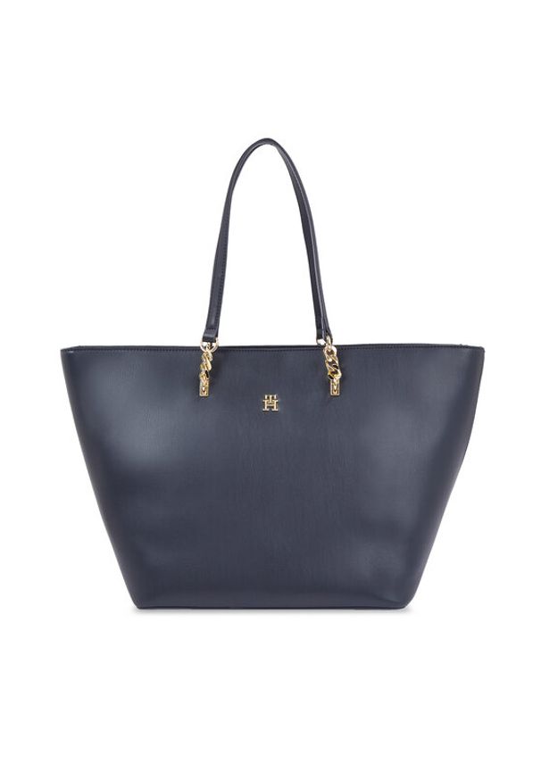 TOMMY HILFIGER - Tommy Hilfiger Torebka Th Refined Tote AW0AW16112 Granatowy. Kolor: niebieski. Materiał: skórzane