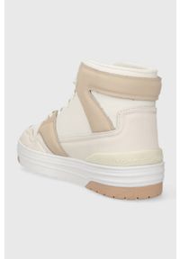 TOMMY HILFIGER - Tommy Hilfiger sneakersy skórzane TH HI BASKET SNEAKER kolor beżowy FW0FW07308. Nosek buta: okrągły. Kolor: beżowy. Materiał: skóra. Szerokość cholewki: normalna #2