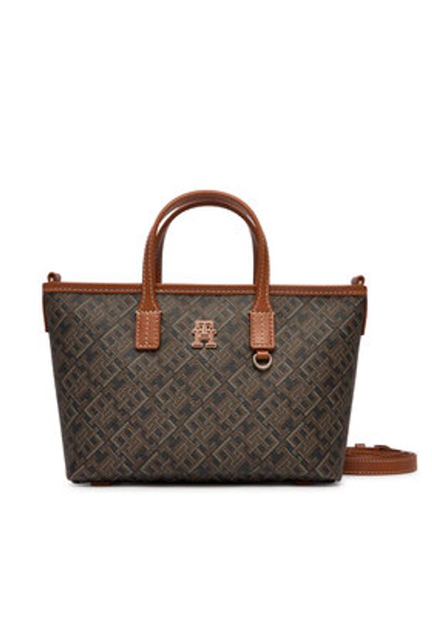 TOMMY HILFIGER - Tommy Hilfiger Torebka Th Monoplay Mini Tote Le AW0AW18848 Czarny. Kolor: czarny. Materiał: skórzane