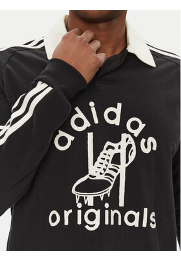 Adidas - adidas Polo Rugby JD1091 Czarny Regular Fit. Typ kołnierza: polo. Kolor: czarny. Materiał: bawełna