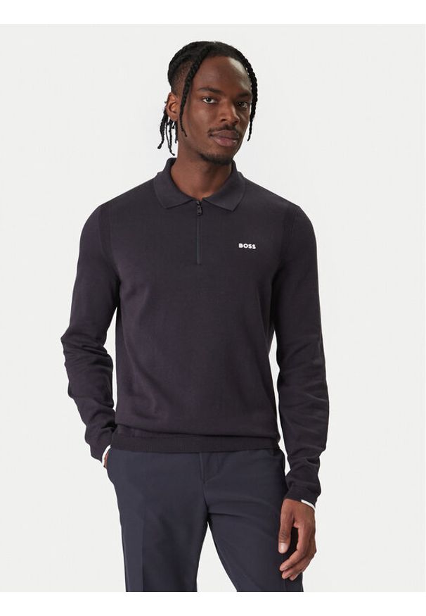 BOSS Sweter Ever 50551688 Granatowy Regular Fit. Kolor: niebieski. Materiał: bawełna