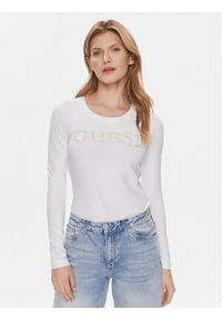 Guess Bluzka W4RI76 J1314 Biały Slim Fit. Kolor: biały. Materiał: bawełna