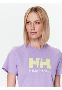 Helly Hansen T-Shirt Logo 34112 Fioletowy Regular Fit. Kolor: fioletowy. Materiał: bawełna