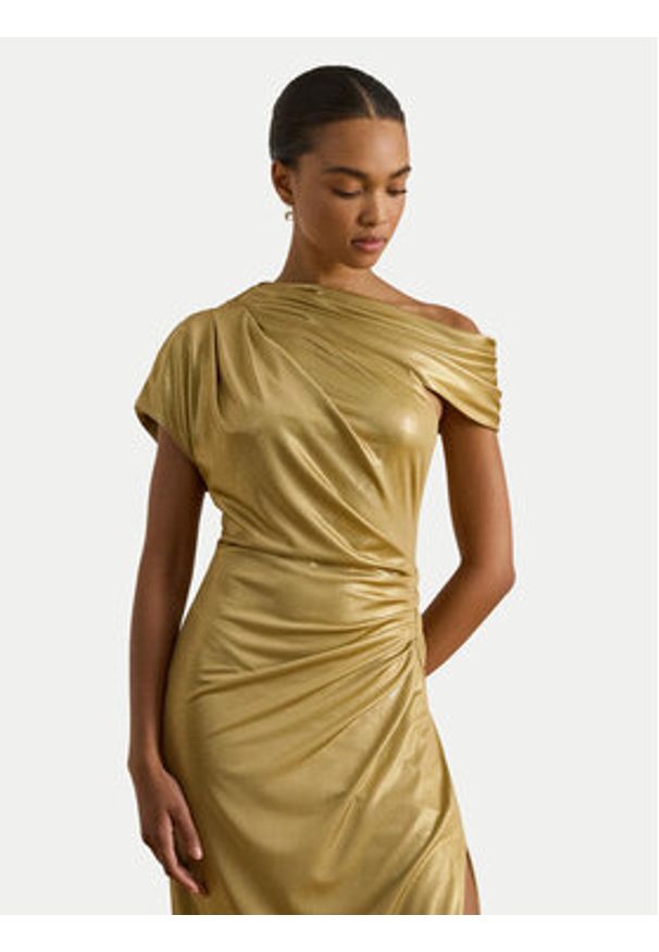 Lauren Ralph Lauren - LAUREN RALPH LAUREN Sukienka koktajlowa 253P03414002 Złoty Slim Fit. Kolor: złoty. Materiał: syntetyk. Styl: wizytowy