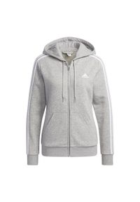 Adidas - Essentials Fleece 3-Stripes Full-Zip Hoodie. Typ kołnierza: kaptur. Kolor: szary, wielokolorowy, biały