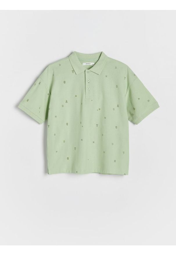 Reserved - T-shirt polo - jasnozielony. Typ kołnierza: polo. Kolor: zielony. Materiał: bawełna, dzianina