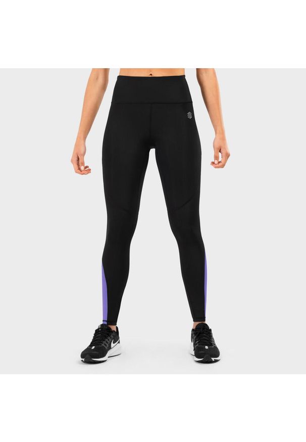 Kobieta Fitness Legginsy sportowe ze średnim stanem S-Power SIROKO Czarny. Kolor: czarny, niebieski, wielokolorowy. Sport: fitness