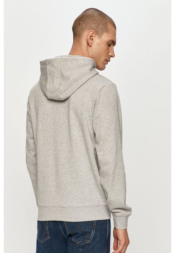 Lacoste Bluza męska kolor szary z kapturem z nadrukiem. Okazja: na co dzień. Typ kołnierza: kaptur. Kolor: szary. Wzór: nadruk. Styl: casual
