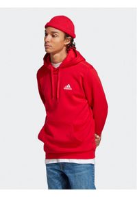 Adidas - adidas Bluza Essentials Fleece Hoodie H47018 Czerwony Regular Fit. Kolor: czerwony. Materiał: bawełna