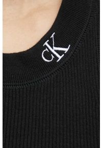 Calvin Klein Jeans top damski kolor czarny. Kolor: czarny. Materiał: materiał. Wzór: aplikacja #2