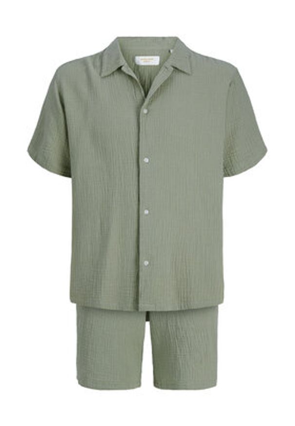 Jack & Jones Komplet koszula i szorty materiałowe Nantucket 12302220 Zielony Relaxed Fit. Kolor: zielony. Materiał: bawełna