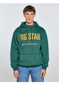 Big-Star - Bluza męska z kapturem z logo BIG STAR zielona Ashlyno 304. Typ kołnierza: kaptur. Kolor: zielony. Materiał: jeans, materiał, dzianina, skóra #3
