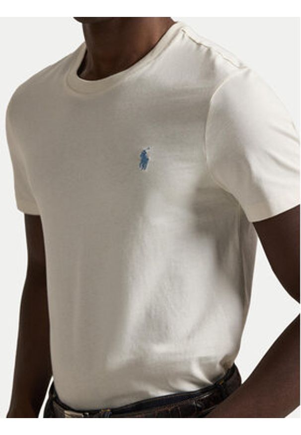 Polo Ralph Lauren T-Shirt 710671438524 Écru Slim Fit. Typ kołnierza: polo. Kolor: kremowy. Materiał: bawełna