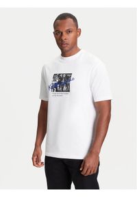 Karl Lagerfeld - KARL LAGERFELD T-Shirt 755143 553225 Biały Regular Fit. Typ kołnierza: dekolt w karo. Kolor: biały. Materiał: bawełna